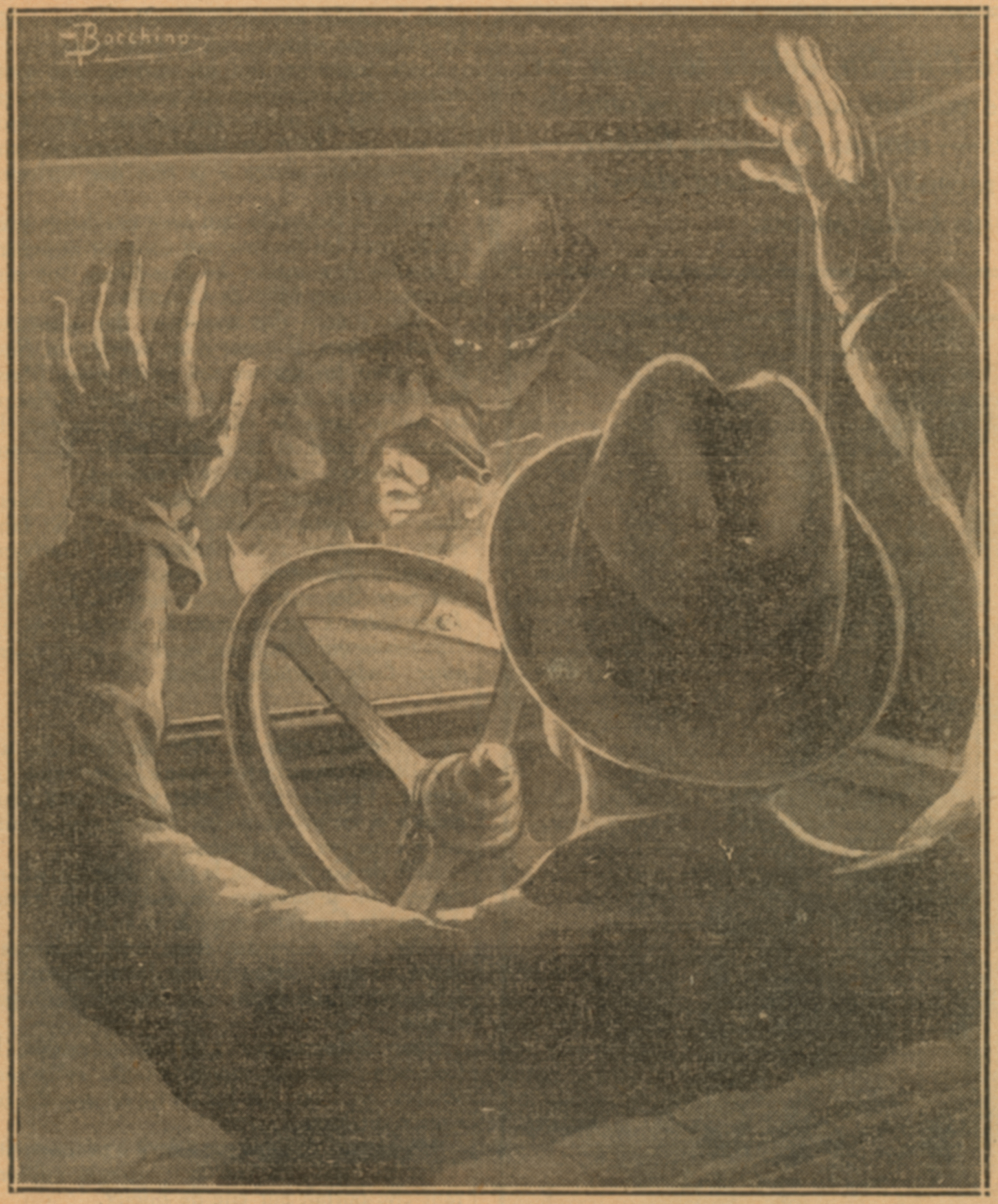 picture of highway robber pointing gun at car driver who has their hands up